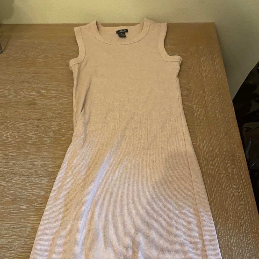 Peach ribbed bodycon T shirt dress